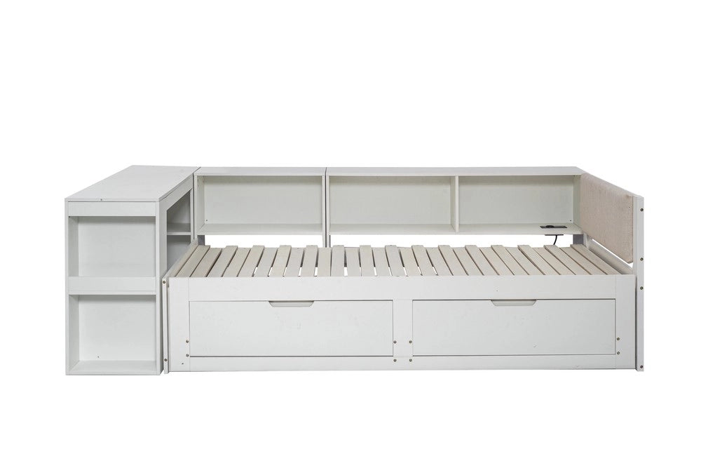 Letto Singolo con Scrivania, Cassetti e Rete a Doghe ¨C MINIMAL ¨C Bianco Opaco 90x200