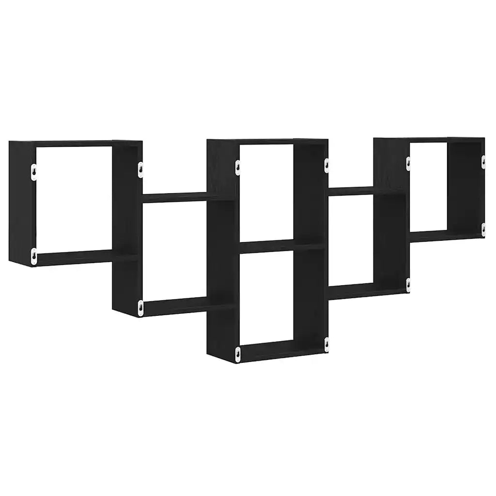 Scaffale a Parete Rovere Nero 159x18x66 cm in Truciolato 868073