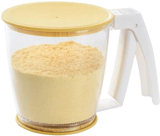 Sfoglia Manuale per Farina - Sfoglia per Farina - Farina Fine - Materiale PP - 16 x 11,5 x 11,5 cm - Bianco Giallo - Progettazione Efficiente