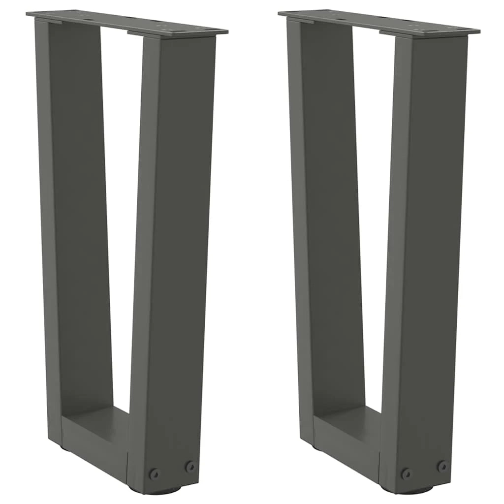 Set di 2 gambe per tavolino da caffè a forma di V 38 x 42-43,3 cm stabilità ottimale design moderno in acciaio antracite 02_0056914