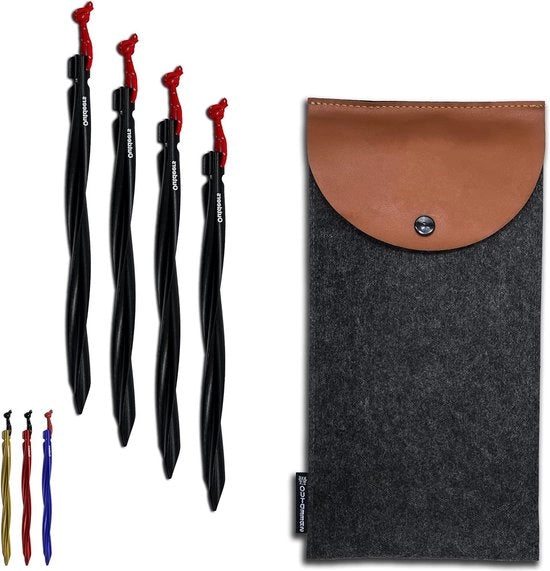 Stabiliatore di tenda a forma di haring unico - grande forchetta di tenda in alluminio (25 cm) - set di 6 o 8 pezzi con sacchetto e corda riflettente - pianta di stabilizzazione per tenda (4x alluminio nero)