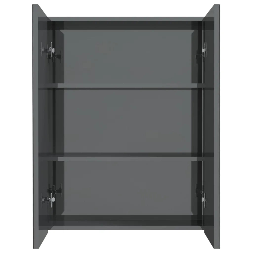 Armadietto a Specchio per Bagno | Armadio da bagno 60x15x75 cm MDF Grigio Lucido