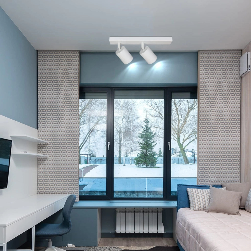 ZMH Faretto da soffitto bianchi 2 lampadine GU10 girevoli 350° max 25W