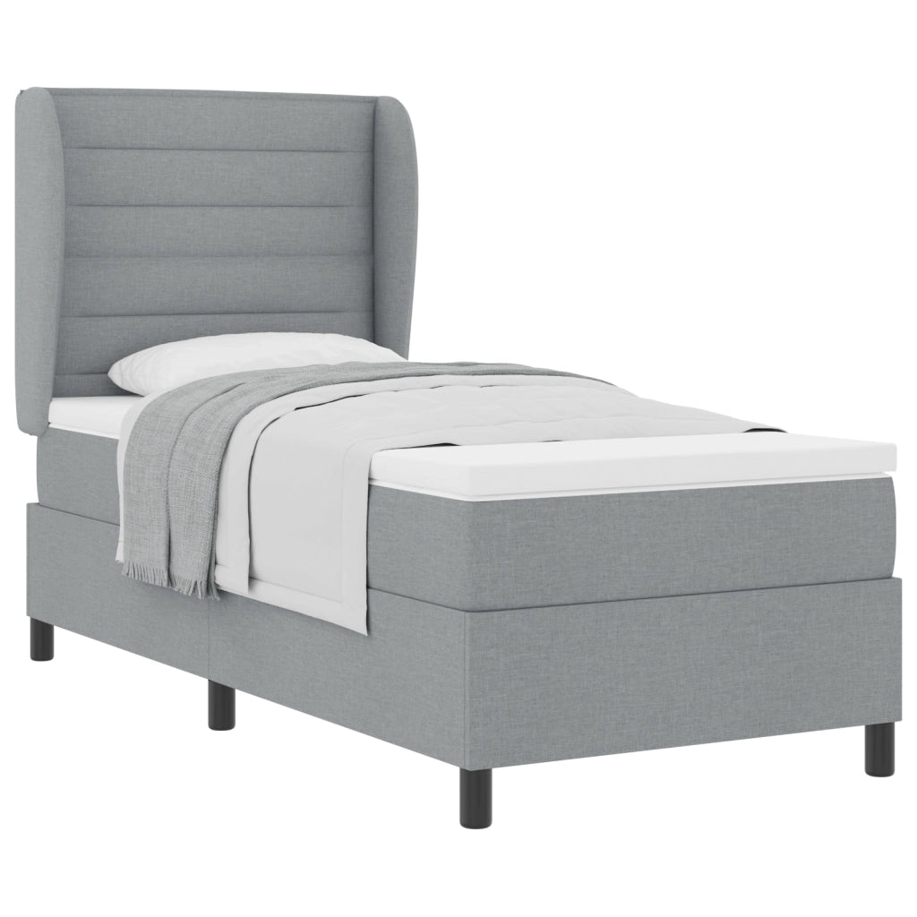 Letto a Molle con Materasso  Grigio Chiaro 100x200 cm Tessuto