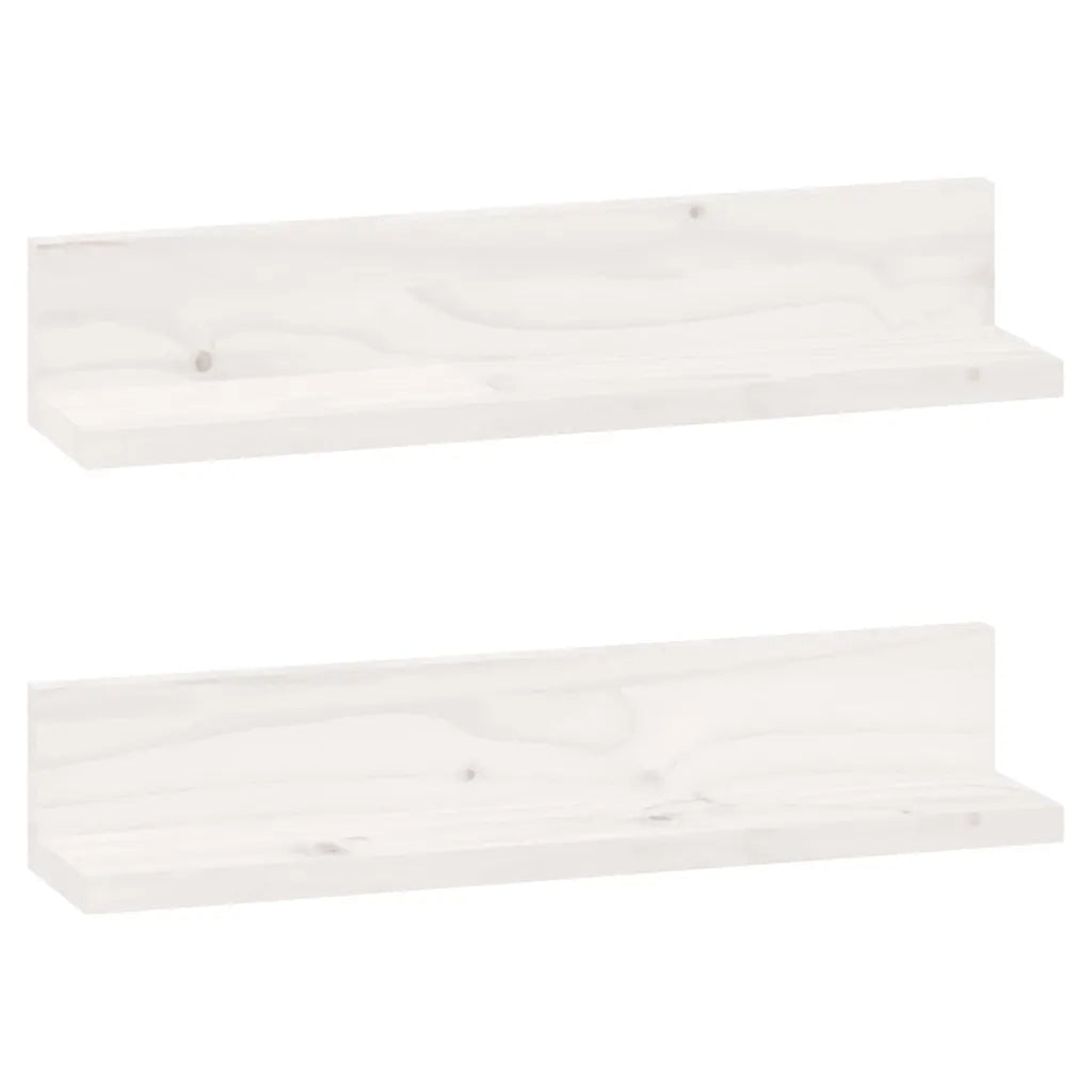 Mensole da Parete 2 pz Bianco 50x11x9cm Legno Massello di Pino cod mxl 33303