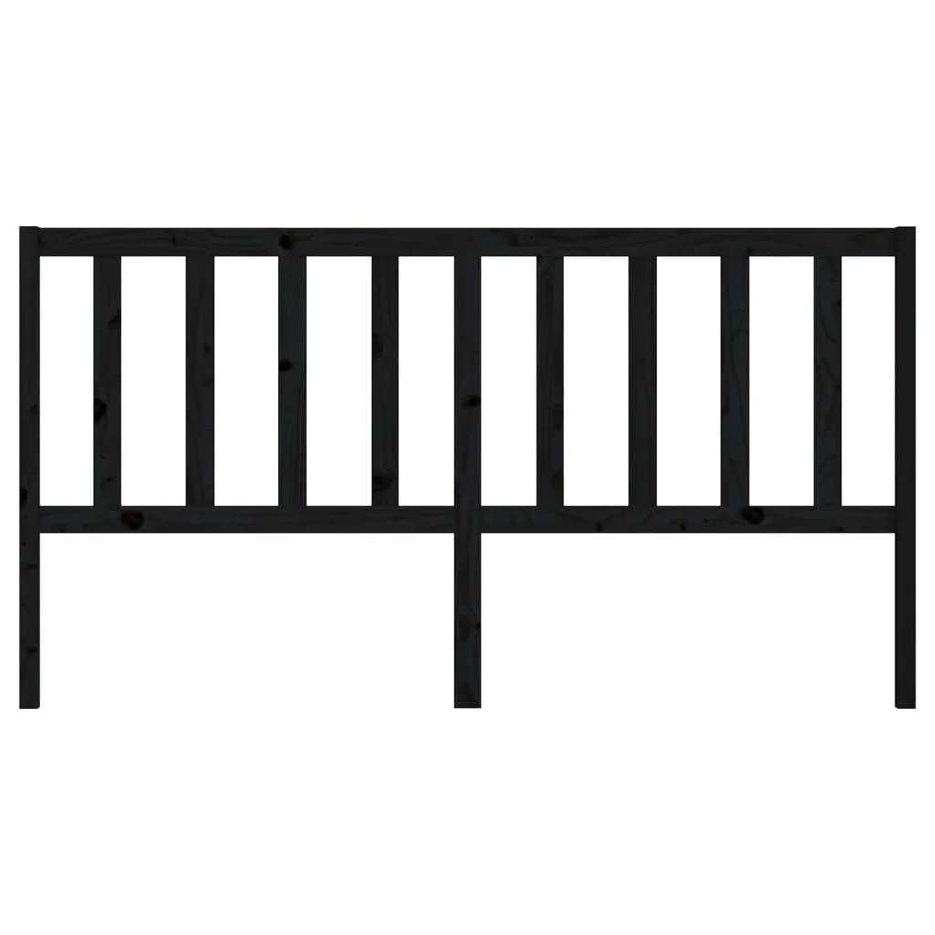 Testiera per Letto Nera 206x4x100 cm in Legno Massello di Pino 817764