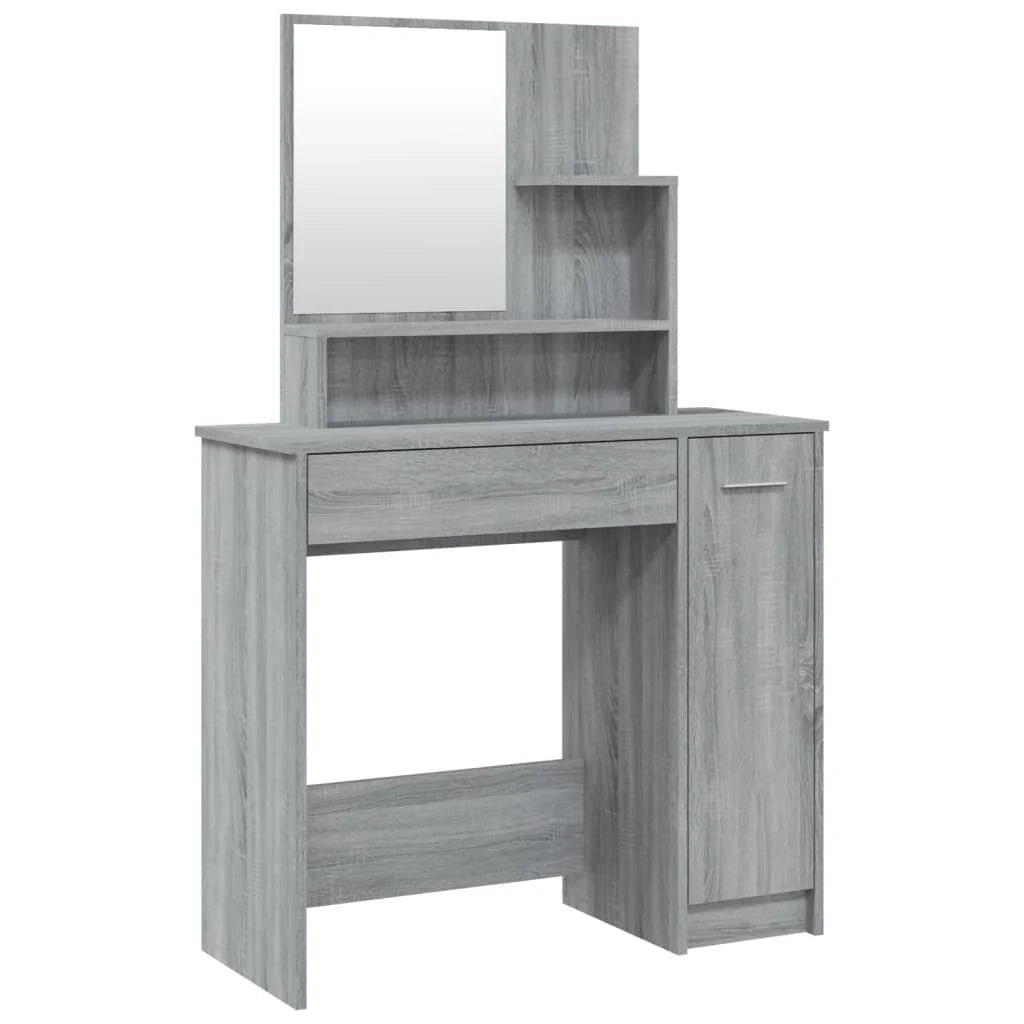 Toeletta tavolo da trucco di design mobile da camera da letto con specchio 86,5 x 35 x 136 cm grigio 02_0006389