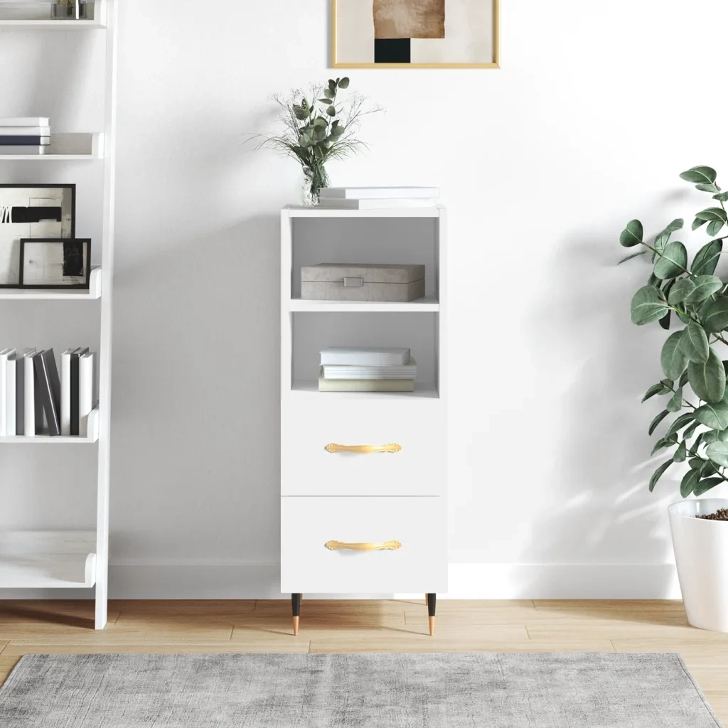 Credenza | Madia | Buffet da pranzo | Armadio da pranzo Bianca 34,5x34x90 cm in Legno Multistrato