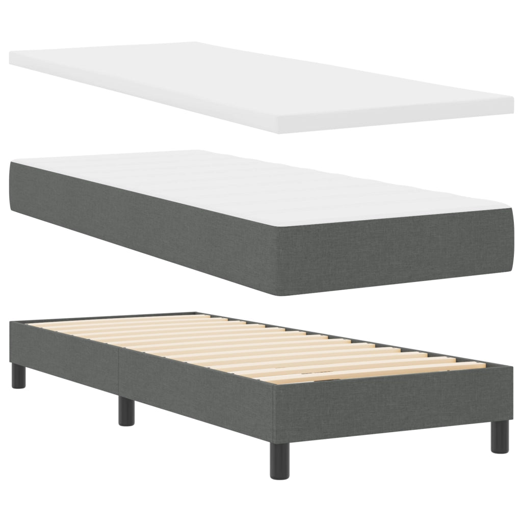 Letto a molle con materasso  Grigio scuro 80x200 cm Tessuto