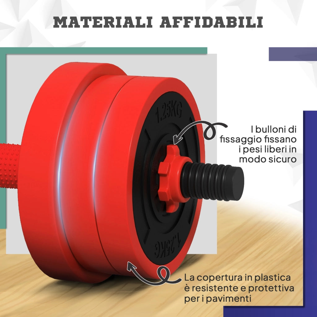 Set Pesi 4 in 1 da 30kg ¨C Zephmum ¨C Rosso