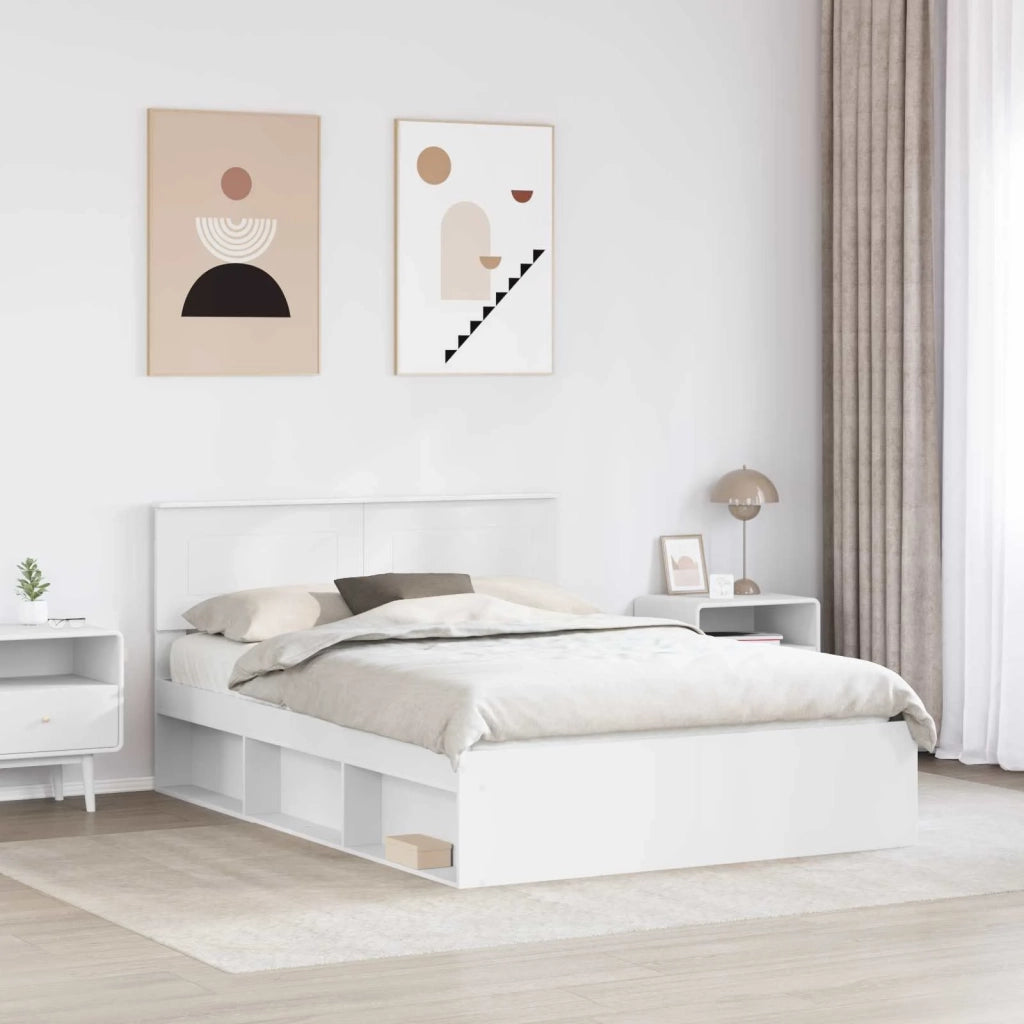 Struttura del letto Bianco 140 x 200 cm Legno multistrato