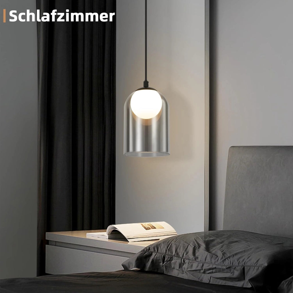 Lampada a sospensione ZMH per sala da pranzo nera 1 fiamma G9 in vetro vintage per camera da letto