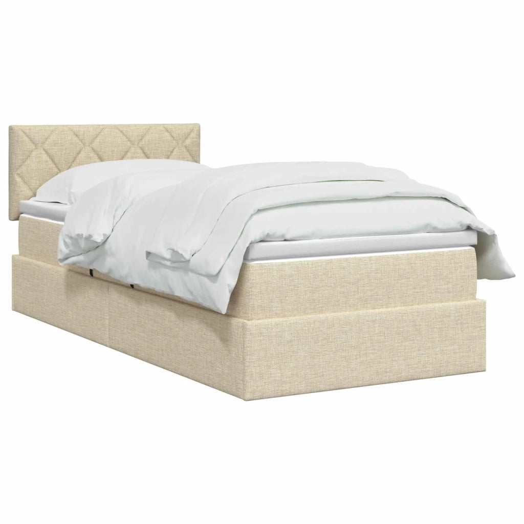 Letto con contenitore LED e materasso Crema 100 x 200 cm 3459109
