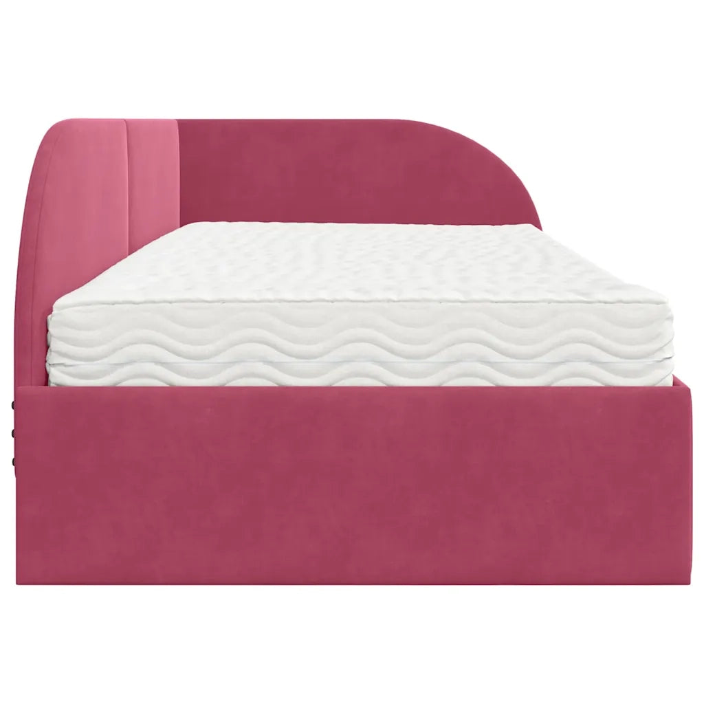 Struttura Letto Angolare con Materasso 2 pz-Giroletto con materasso Rosso Velluto