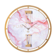 orologio effetto marmo pregiato mood Oro laccato e marmo rosa in Ferro Diametro63cm