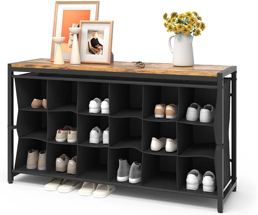 Scarpiera Fyrk, Rovere rustico, 100 x 54.5 cm, per la conservazione aperta di scarpe e accessori