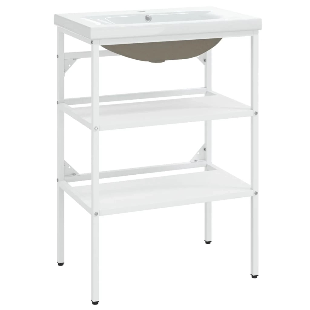 Struttura lavabo da bagno 59 x 38 x 83 cm lavabo da incasso ferro bianco 02_0006776