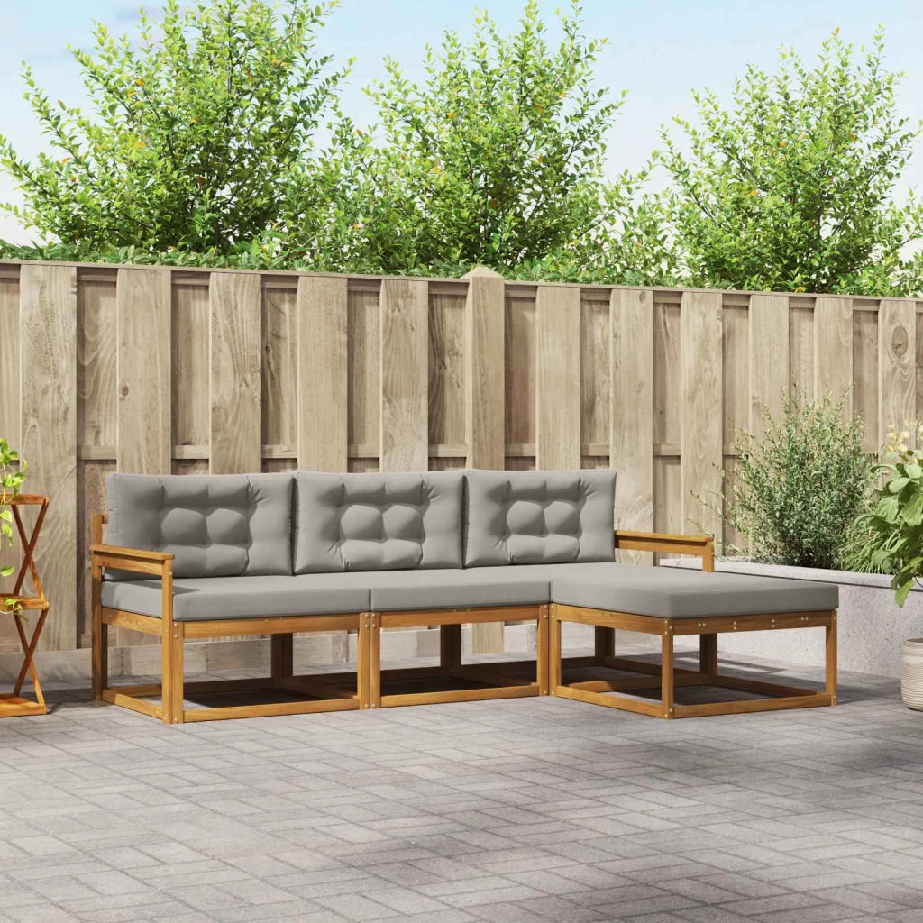 Set di divani da esterno 4 pcs Grigio Naturale e Chiaro 3367394