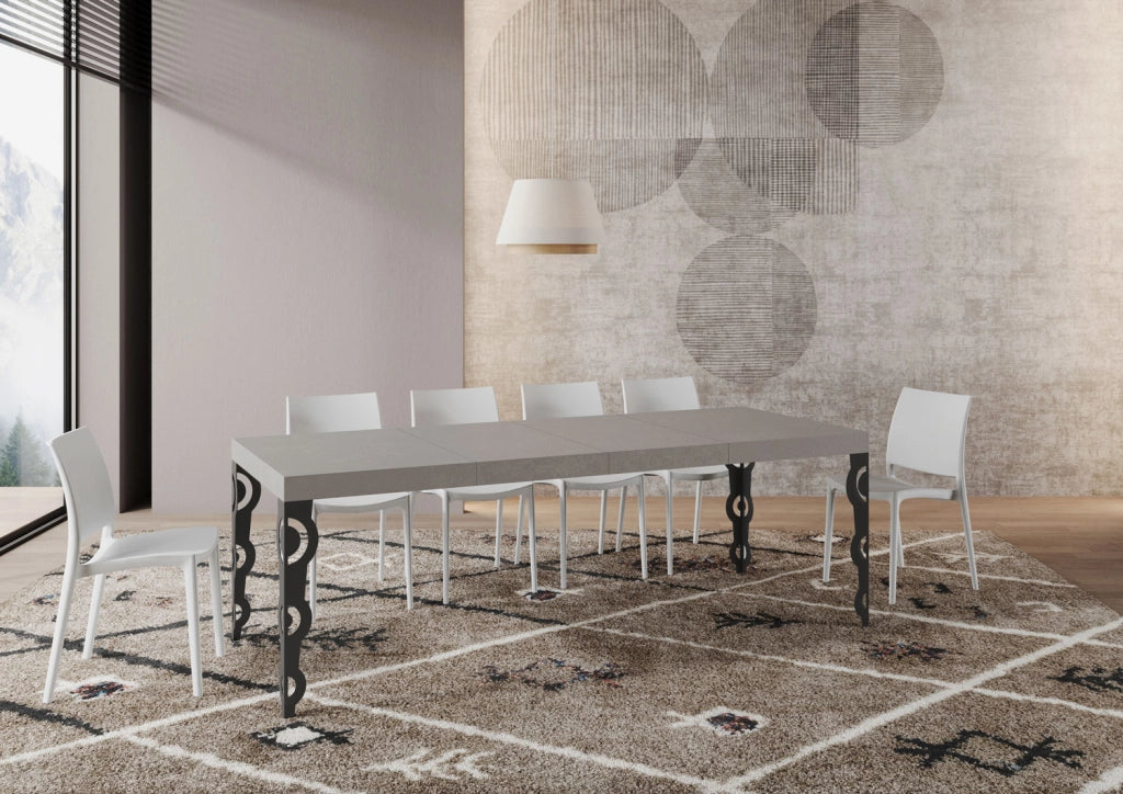 Tavolo allungabile 140/400x90 cm Karamay Premium cashmere gambe antracite
