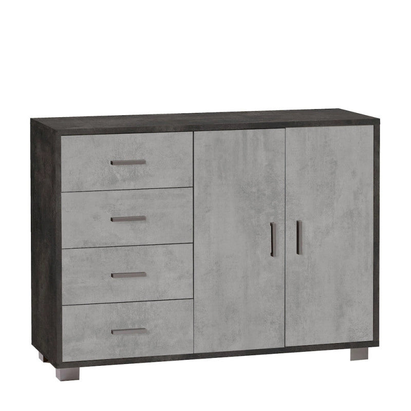 Mobile 2 Ante 4 Cassetti Kit Ossido Nero cm 116x41x86h - Sarmog