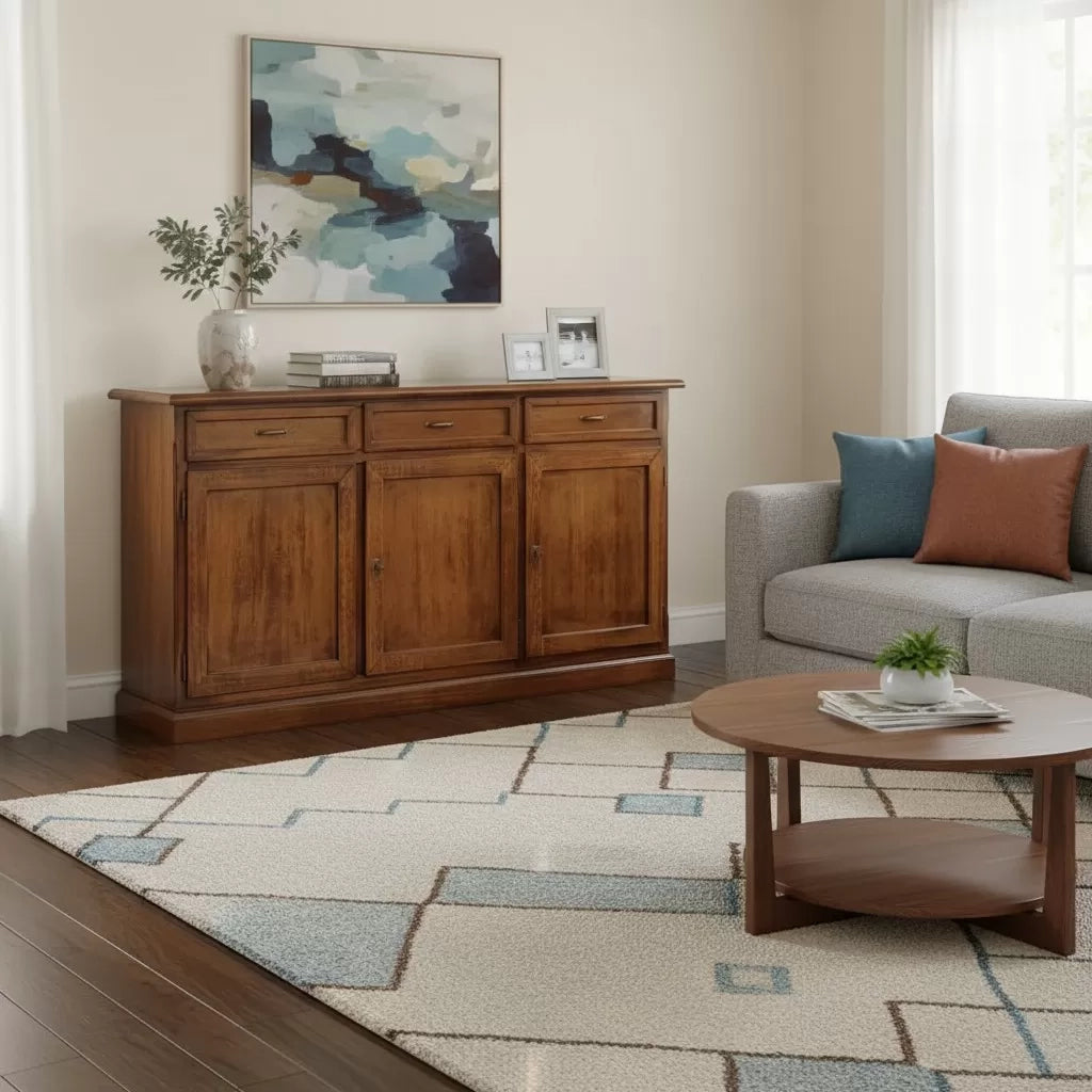 Madia credenza arte povera 3 porte 3 cassetti noce bassano 156x42x85 - Mobili 2G