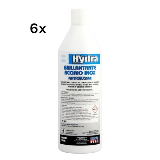Brillantante Acciaio Inox 1 L Effetto Lucido Antigoccia | Hydra Chimica '98, 6 Pz
