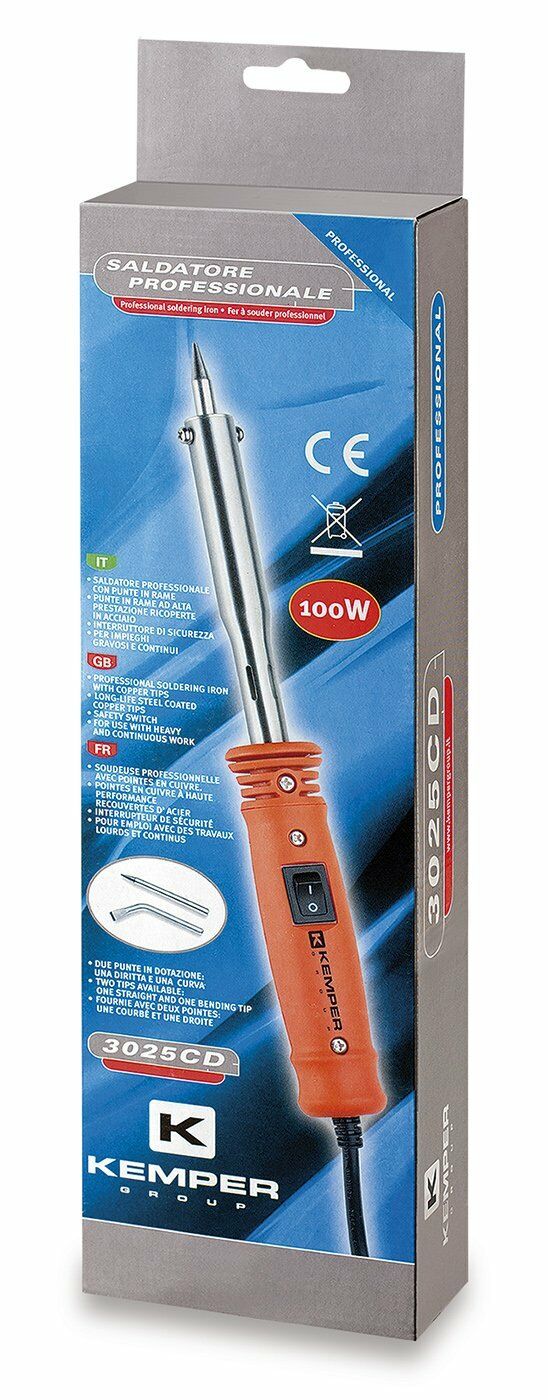 Saldatore Elettrico a Stagno Stilo Penna 100W Punta Dritta e Curva