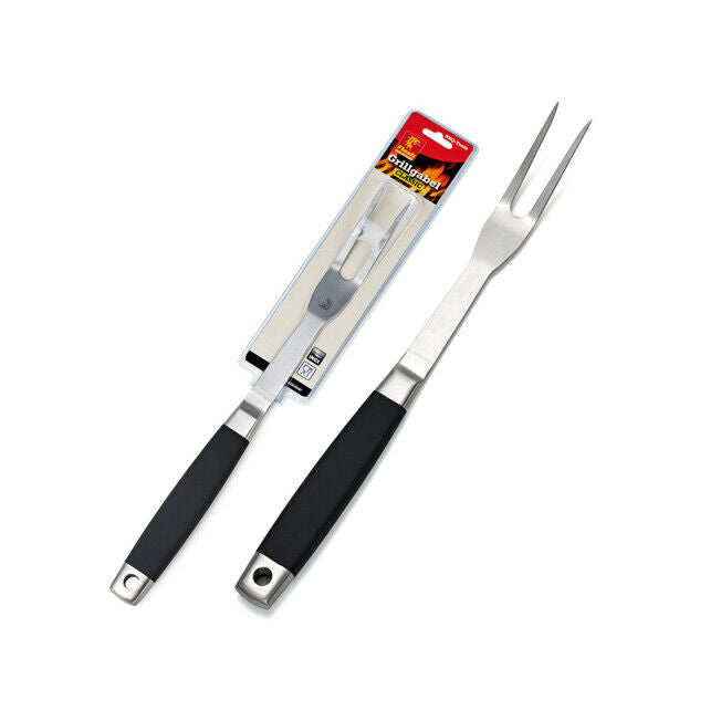 Forchettone Barbecue in Acciaio Inox Griglia Arrostire Hamburger Carne 39 cm