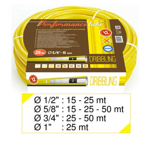 Tubo da Giardino Irrigazione Acqua Gomma Dribbling 6 Strati Pvc Antitorsione Diametro e Lunghezza: Ø 5/8" mt. 50