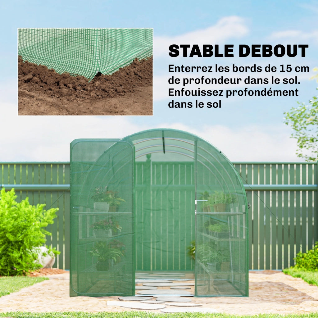 Serra tunnel da giardino 6m2 ¨C Xylo ¨C 200x300x200cm verde con porta e 6 finestre