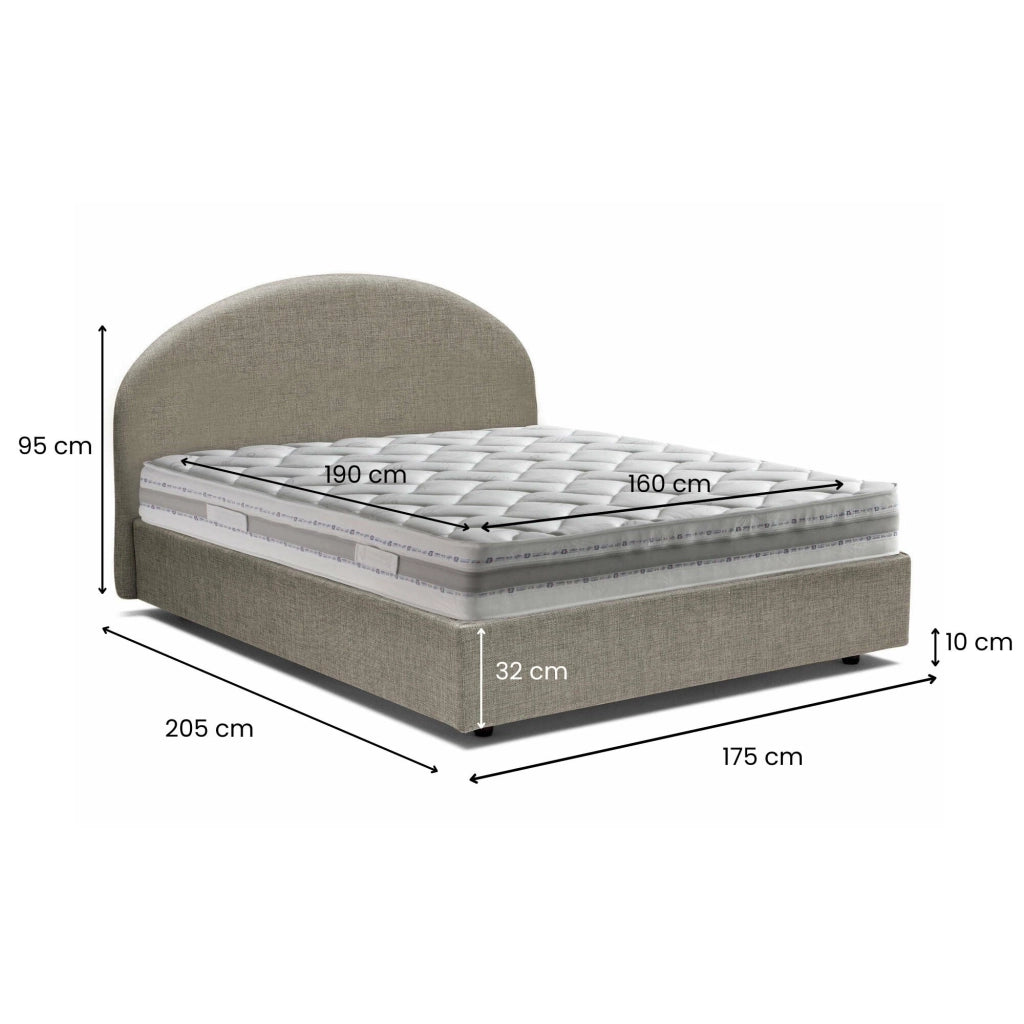 Letto Matrimoniale Amida, Letto Matrimoniale Materasso Incluso Made in Italy, Grigio Tortora\
