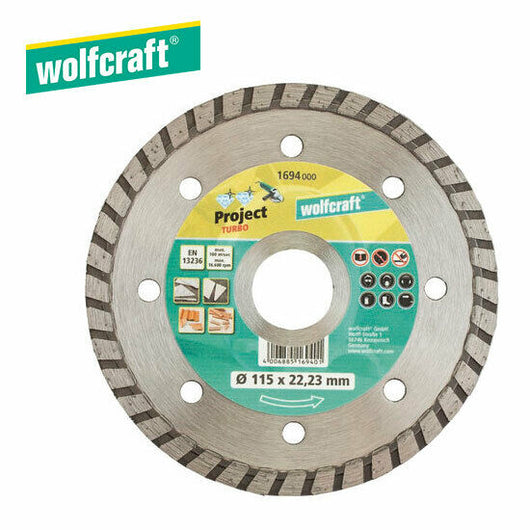 Disco da Taglio Diamantato Pro Turbo 115 Smerigliatrice Angolare Wolfcraft