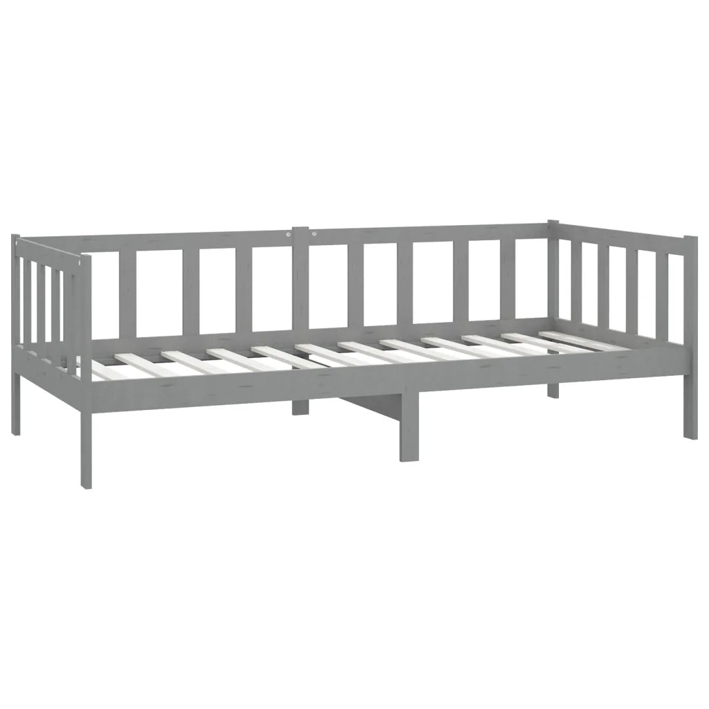 Divano Letto con Materasso 90x200 cm Grigio in Legno di Pino 3083621