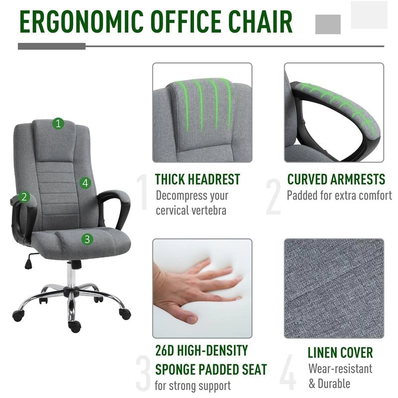 POLTRONA DA UFFICIO ERGONOMICA CON ALTEZZA E INCLINAZIONE REGOLABILE GRIGIO