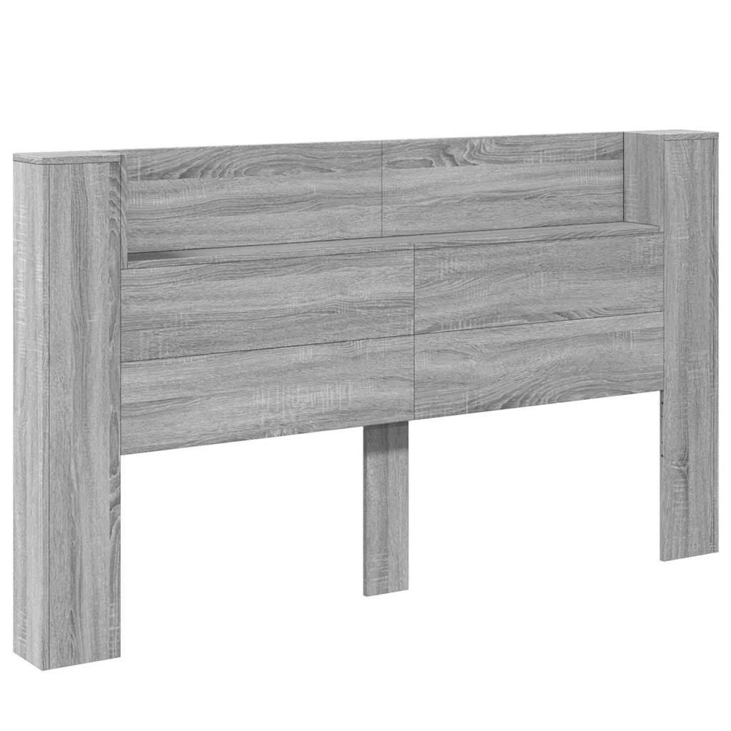 Testata con Mobile e LED Sonoma grigia 180 x 16,5 x 103,5 cm