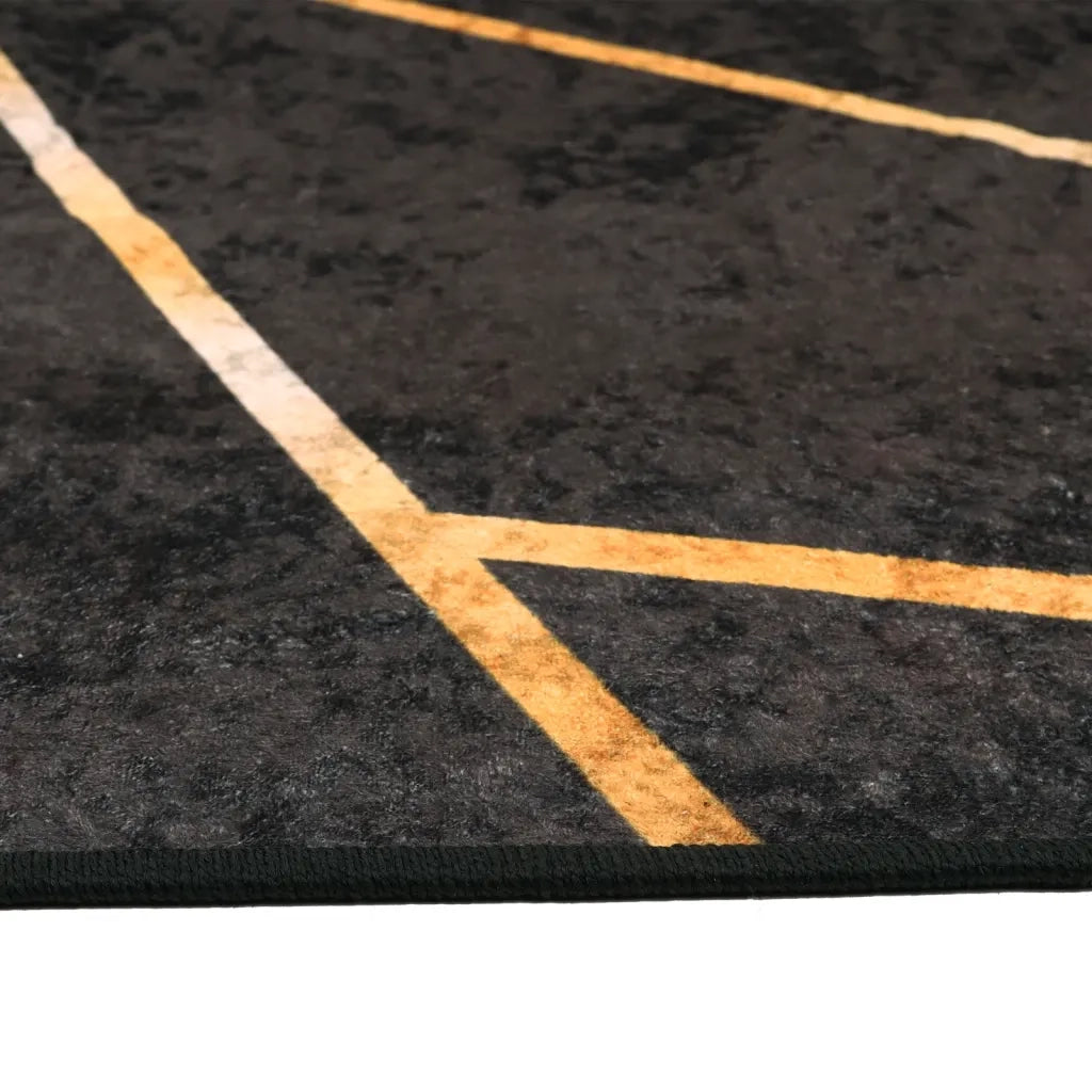 Tappeto Lavabile Nero e Oro 80x150 cm 136615