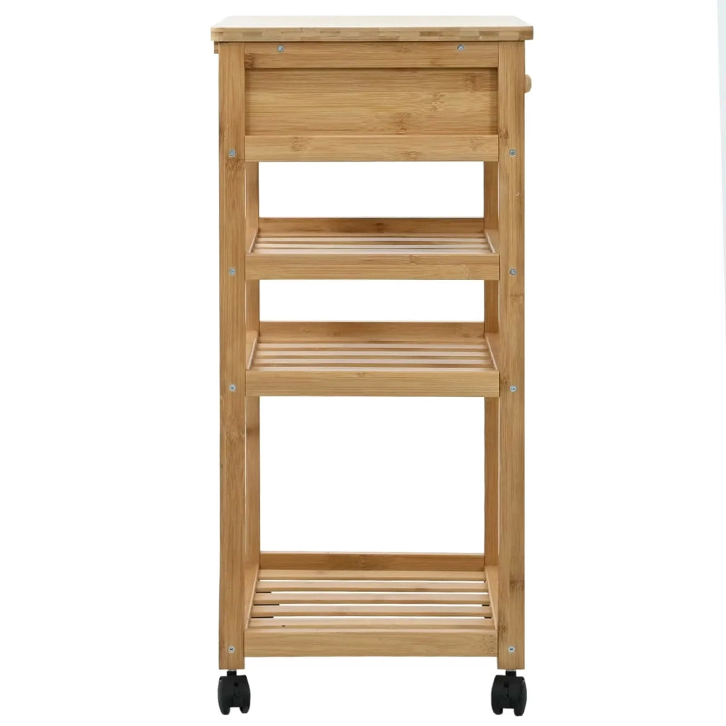 Carrello da Cucina con Ruote Naturale 37 x 36 x 80 cm Bambù