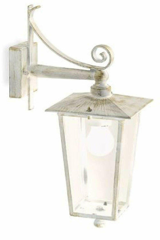 Lanterna Esterno Bianco Oro Antico Applique Lampada da Parete Giardino Anticata Versione: Verso in Basso