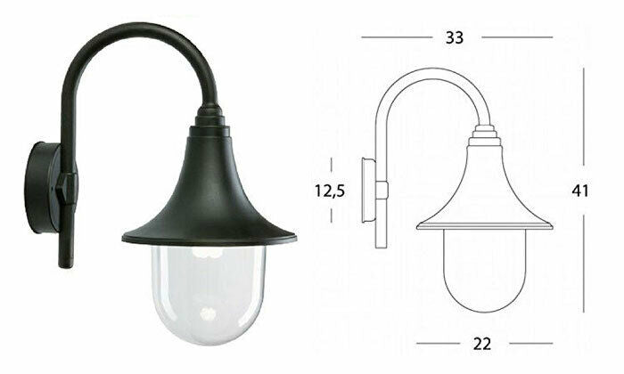 Lampada da Parete Applique in Basso con Braccio Illuminazione Esterno Nero Sovil