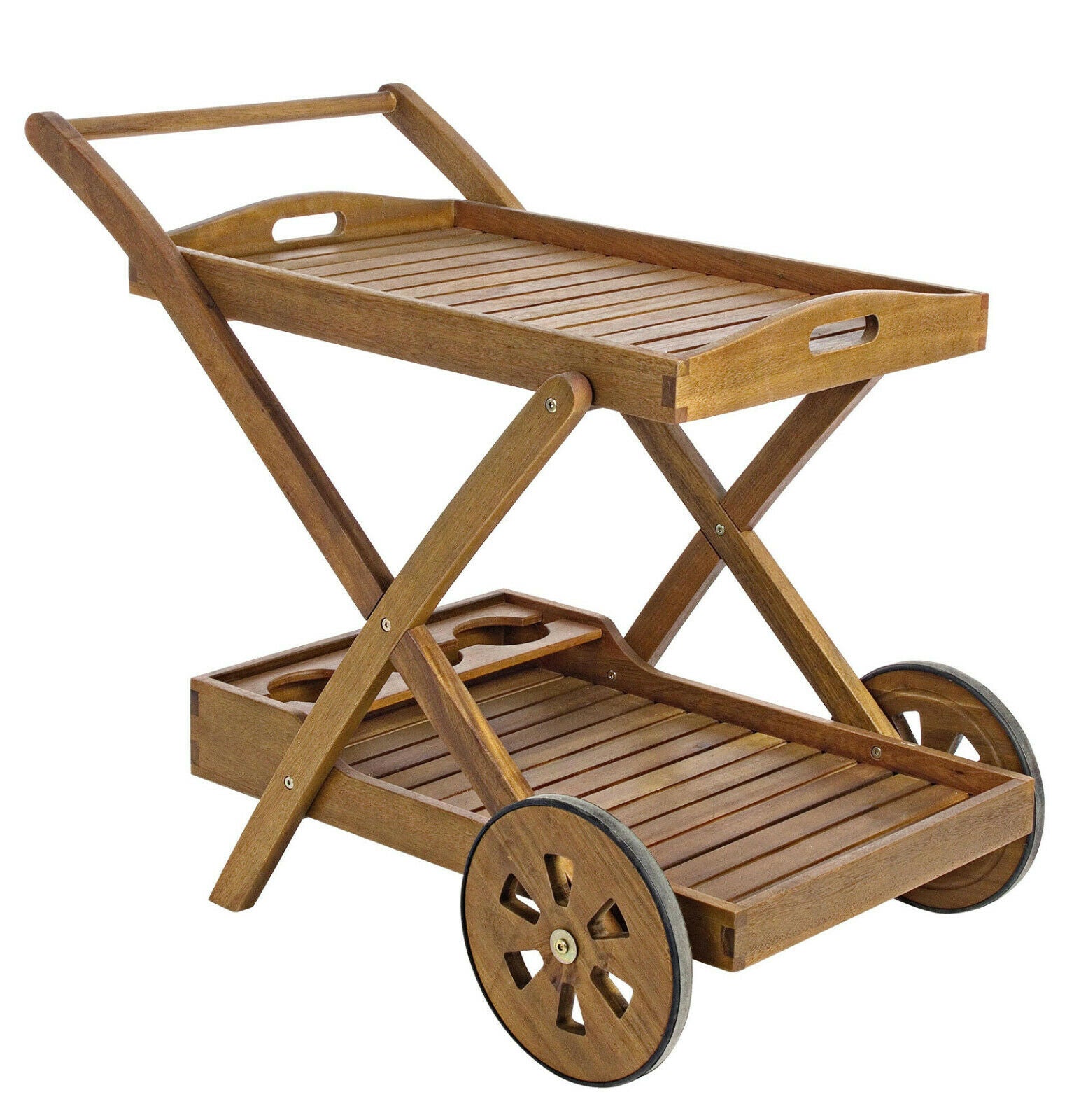 Carrello da Giardino in Legno Bianco Carrellino Esterno Ruote Octavia Bizzotto Colore principale: Legno classico