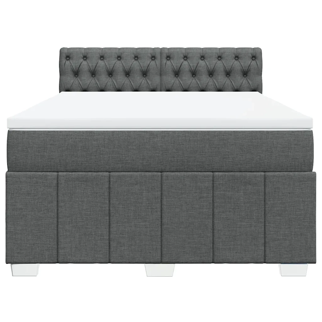 Giroletto a Molle con Materasso Grigio Scuro 140x190 cm Tessuto