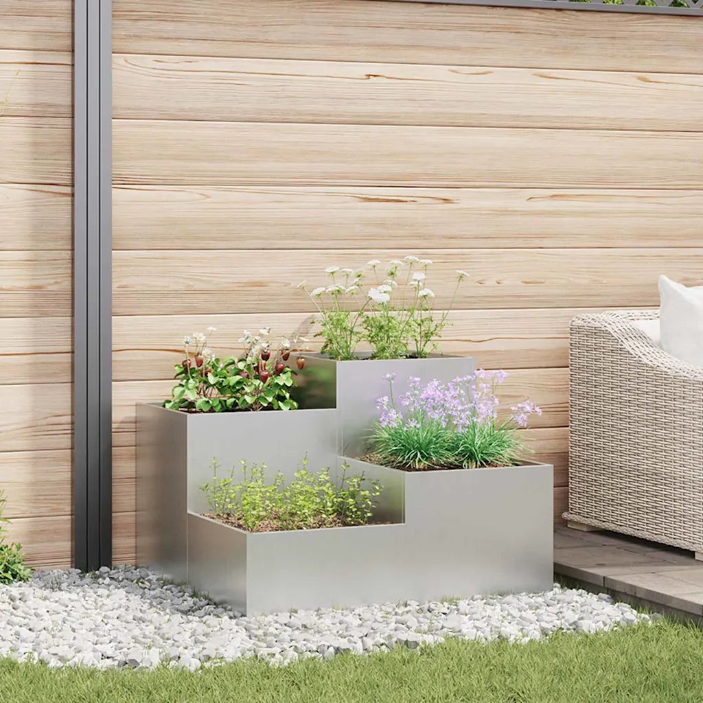 Vaso da giardino-Fioriera da Esterno-Contenitore per Piante Argento 100 x 100 x 60 cm Acciaio zincato