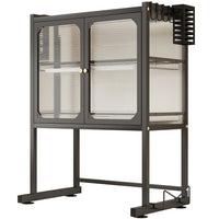 Scaffale Credenza Porta Microonde con Vetrinetta in Metallo Nero 57x37x76cm