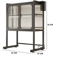 Scaffale Credenza Porta Microonde con Vetrinetta in Metallo Nero 57x37x76cm