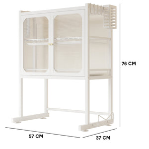Scaffale Credenza Porta Microonde con Vetrinetta in Metallo Bianco 57x37x76cm