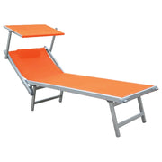 Tempo Style - Lettino Prendisole Terracotta con Parasole e telaio bianco