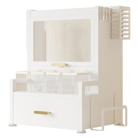 Scaffale Credenza Organizer Portaspezie con Vetrinetta e Cassetto Metallo Bianco