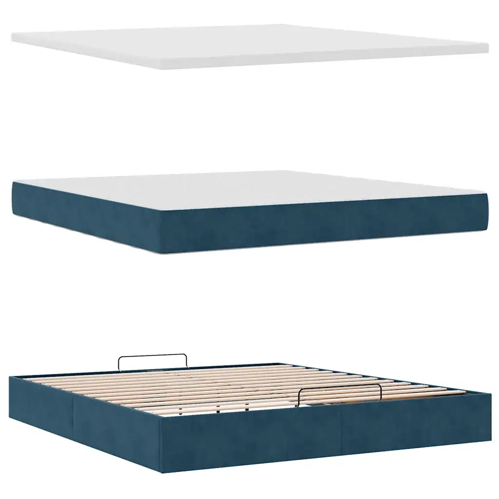 Struttura Letto Pouf con Materasso 160x200 cm in Velluto 3312780