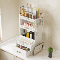 Scaffale Scaffalatura Credenza in Metallo con Doppia Vetrinetta e Cassetto Bianco