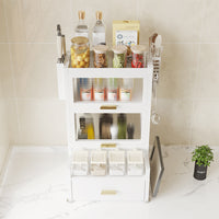 Scaffale Scaffalatura Credenza in Metallo con Doppia Vetrinetta e Cassetto Bianco